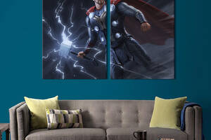 Картина диптих на холсте KIL Art для интерьера в гостиную спальню Mighty Thor 111x81 см (755-2)