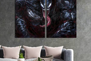 Картина диптих на холсте KIL Art для интерьера в гостиную спальню Инопланетный симбиот Веном 111x81 см (758-2)
