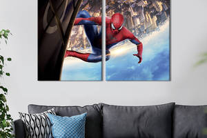 Картина диптих на холсте KIL Art для интерьера в гостиную спальню Супергерой Spider-Man 111x81 см (766-2)