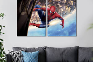 Картина диптих на холсте KIL Art для интерьера в гостиную спальню Супергерой Spider-Man 71x51 см (766-2)