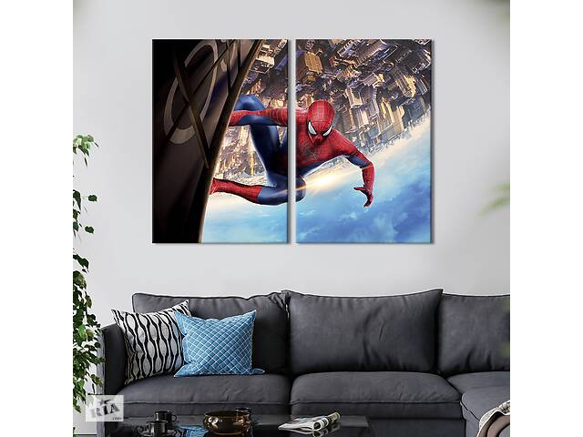 Картина диптих на холсте KIL Art для интерьера в гостиную спальню Супергерой Spider-Man 165x122 см (766-2)