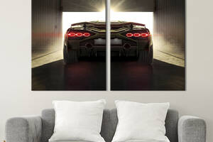 Картина диптих на холсте KIL Art для интерьера в гостиную спальню Роскошный Lamborghini Sian 111x81 см (87-2)