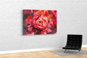 Картина KIL Art для интерьера в гостиную спальню Абстрактный живописный цветок 80x54 см (466)