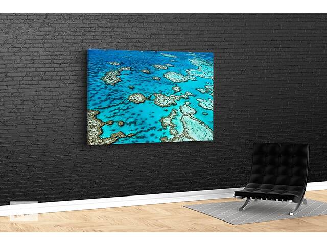 Картина KIL Art для интерьера в гостиную спальню Архипелаг в голубом море 80x54 см (423)