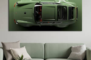 Картина KIL Art для интерьера в гостиную спальню Автомобиль - Зеленый ретро автомобиль 80x40 см (K0033_L)