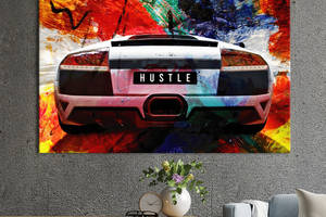 Картина KIL Art для интерьера в гостиную спальню Автомобиль - Мустанг в красках 50x38 см (P0443)