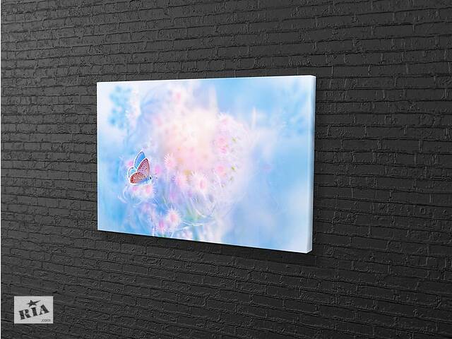 Картина KIL Art для интерьера в гостиную спальню Бабочка на нежных цветах 51x34 см (689)