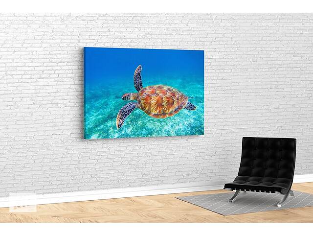 Картина KIL Art для интерьера в гостиную спальню Черепаха в море 80x54 см (581)