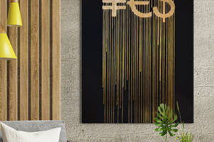 Картина KIL Art для интерьера в гостиную спальню Деньги - Золотая валюта 50x38 см (P0439)