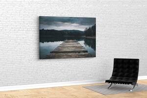 Картина KIL Art для интерьера в гостиную спальню Деревянный пирс на горном озере 51x34 см (429)