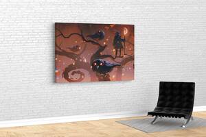 Картина KIL Art для интерьера в гостиную спальню детскую Маг и вороны 80x54 см (618