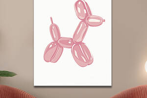 Картина KIL Art для интерьера в гостиную спальню Детские - Розовая собака с шарика 80x60 см (P0494)