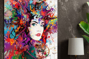 Картина KIL Art для интерьера в гостиную спальню Девушка - Лицо в красках 50x38 см (P0441)