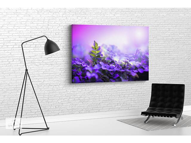 Картина KIL Art для интерьера в гостиную спальню Фиолетовые листья 80x54 см (652)