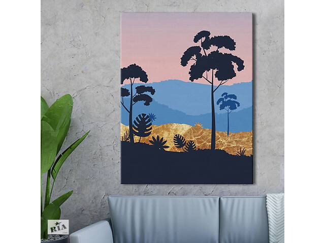 Картина KIL Art для интерьера в гостиную спальню Горы - Деревья в горах 80x60 см (P0420)