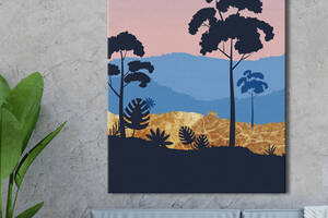 Картина KIL Art для интерьера в гостиную спальню Горы - Деревья в горах 107x80 см (P0420)