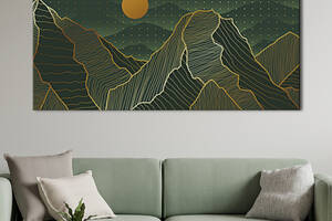 Картина KIL Art для интерьера в гостиную спальню Горы - Зеленые скалы и солнце 160x80 см (K0035_XL)