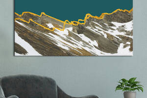 Картина KIL Art для интерьера в гостиную спальню Горы - Заснеженные горы с золотым покровом 50x25 см (K0020_M)