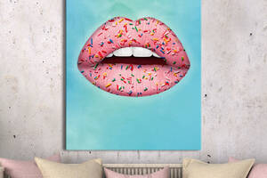 Картина KIL Art для интерьера в гостиную спальню Губы - Розовые сладкие губы 107x80 см (P0444)