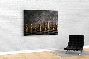 Картина KIL Art для интерьера в гостиную спальню кабинет Золотые шахматы 80x54 см (607