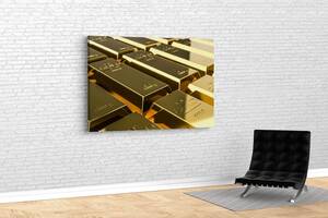 Картина KIL Art для интерьера в гостиную спальню кабинет Золотые слитки 80x54 см (628