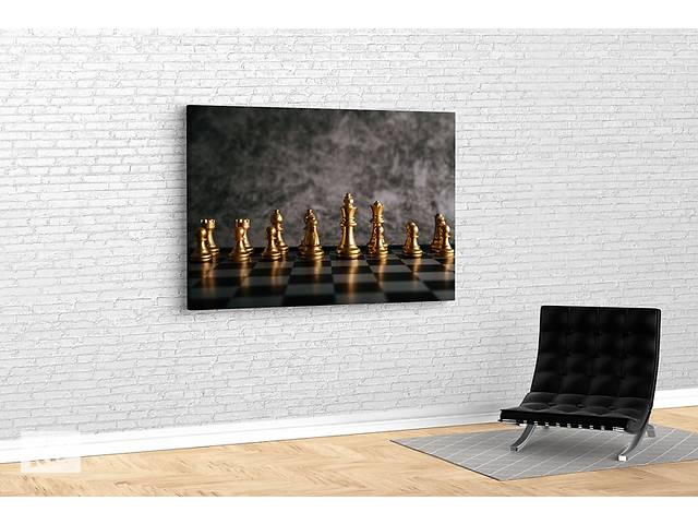 Картина KIL Art для интерьера в гостиную спальню кабинет Золотые шахматы 51x34 см (607