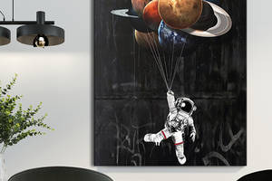 Картина KIL Art для интерьера в гостиную спальню Космос - Планети з космонафтом 80x60 см (P0472)