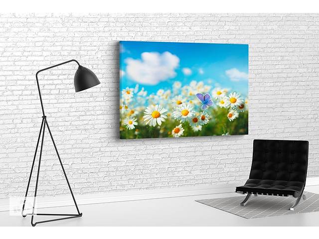 Картина KIL Art для интерьера в гостиную спальню Красивые ромашки 80x54 см (675)