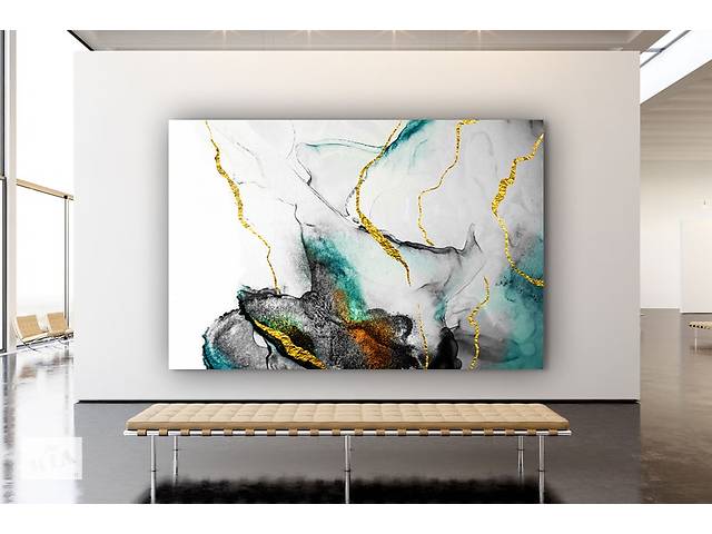 Картина KIL Art для интерьера в гостиную спальню Красивый мрамор с золотом 51x34 см (440)