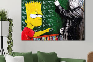 Картина KIL Art для интерьера в гостиную спальню Кино - Симпсон и Энштейн 107x80 см (P0482)