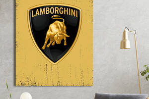 Картина KIL Art для интерьера в гостиную спальню Логотип - Ламборджини 80x60 см (P0455)