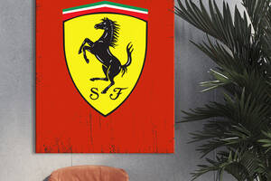 Картина KIL Art для интерьера в гостиную спальню Логотип - Ферари 80x60 см (P0470)