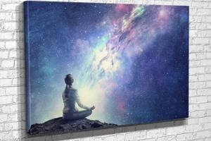 Картина KIL Art для интерьера в гостиную спальню Медитация в космосе 80x54 см (86(8
