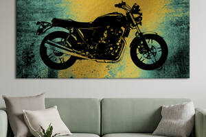 Картина KIL Art для интерьера в гостиную спальню Мотоцикл - Черный мотоцикл 50x25 см (K0021_M)