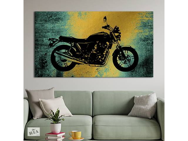 Картина KIL Art для интерьера в гостиную спальню Мотоцикл - Черный мотоцикл 50x25 см (K0021_M)
