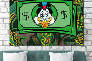 Картина KIL Art для интерьера в гостиную спальню Мультфильм - Деньги Скруджа Макдака 107x80 см (P0468)