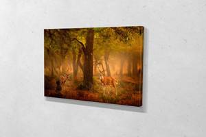 Картина KIL Art для интерьера в гостиную спальню Олени в лесу 80x54 см (700)