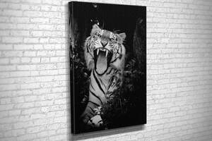 Картина KIL Art для интерьера в гостиную спальню Оскал тигра 80x54 см (564)