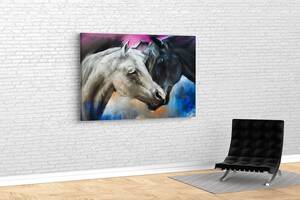 Картина KIL Art для интерьера в гостиную спальню Пара лошадей 80x54 см (515)