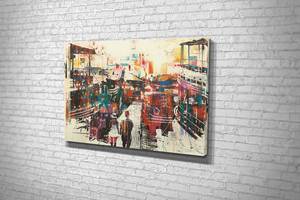Картина KIL Art для интерьера в гостиную спальню Пара в абстрактном городе 80x54 см (437