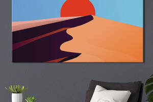 Картина KIL Art для интерьера в гостиную спальню Пейзаж - Закат в пустыне 50x25 см (K0019_M)