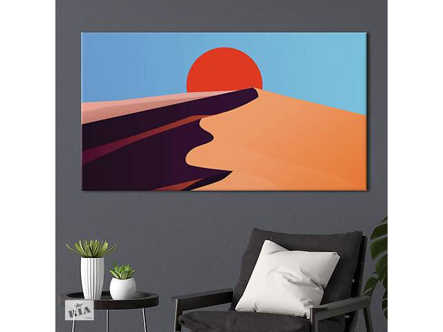 Картина KIL Art для интерьера в гостиную спальню Пейзаж - Закат в пустыне 50x25 см (K0019_M)