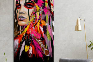 Картина KIL Art для интерьера в гостиную спальню Портрет - Девушка индианка 50x25 см (K0031_M)