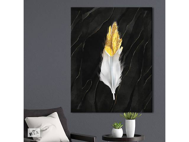 Картина KIL Art для интерьера в гостиную спальню Птицы - Золотое перо 107x80 см (P0411)