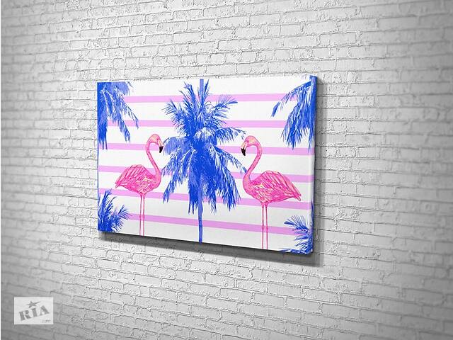 Картина KIL Art для интерьера в гостиную спальню Розовые фламинго 80x54 см (832)