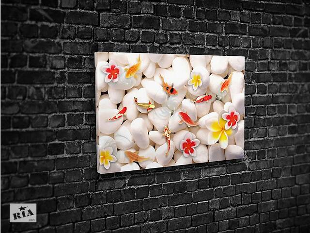 Картина KIL Art для интерьера в гостиную спальню Рыба и белые камни 51x34 см (553)