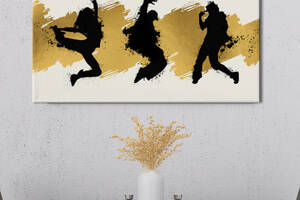 Картина KIL Art для интерьера в гостиную спальню Спорт и отдых - Танец в золоте 50x25 см (K0024_M)