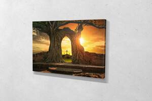 Картина KIL Art для интерьера в гостиную спальню Старинная арка на закате 80x54 см (442)
