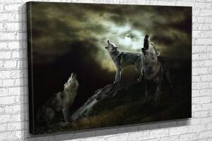 Картина KIL Art для интерьера в гостиную спальню Стая волков 80x54 см (735)