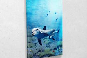 Картина KIL Art для интерьера в гостиную спальню Стая дельфинов 51x34 см (723)